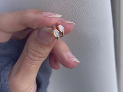 Opal Huggie Post Hoop | 14k Gold