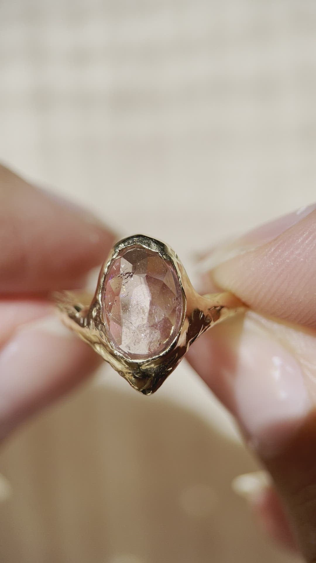 Natural Inspired Pink Tourmaline Ring Vintage Unique Twig Engagement R –  PENFINE