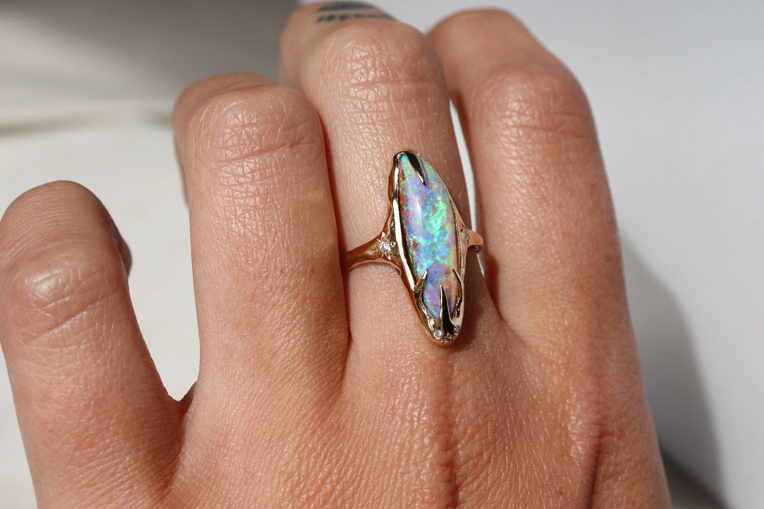 Custom Pipe Opal Ring