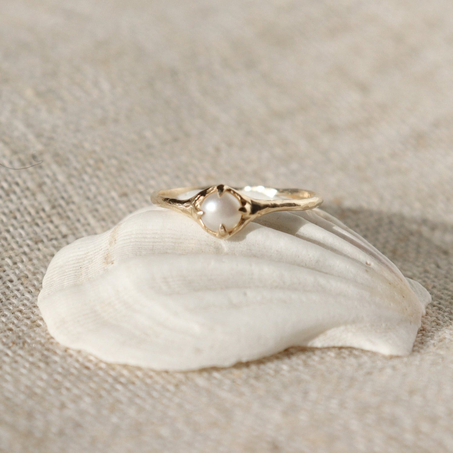 pearl stacking ring set in 14k gold 