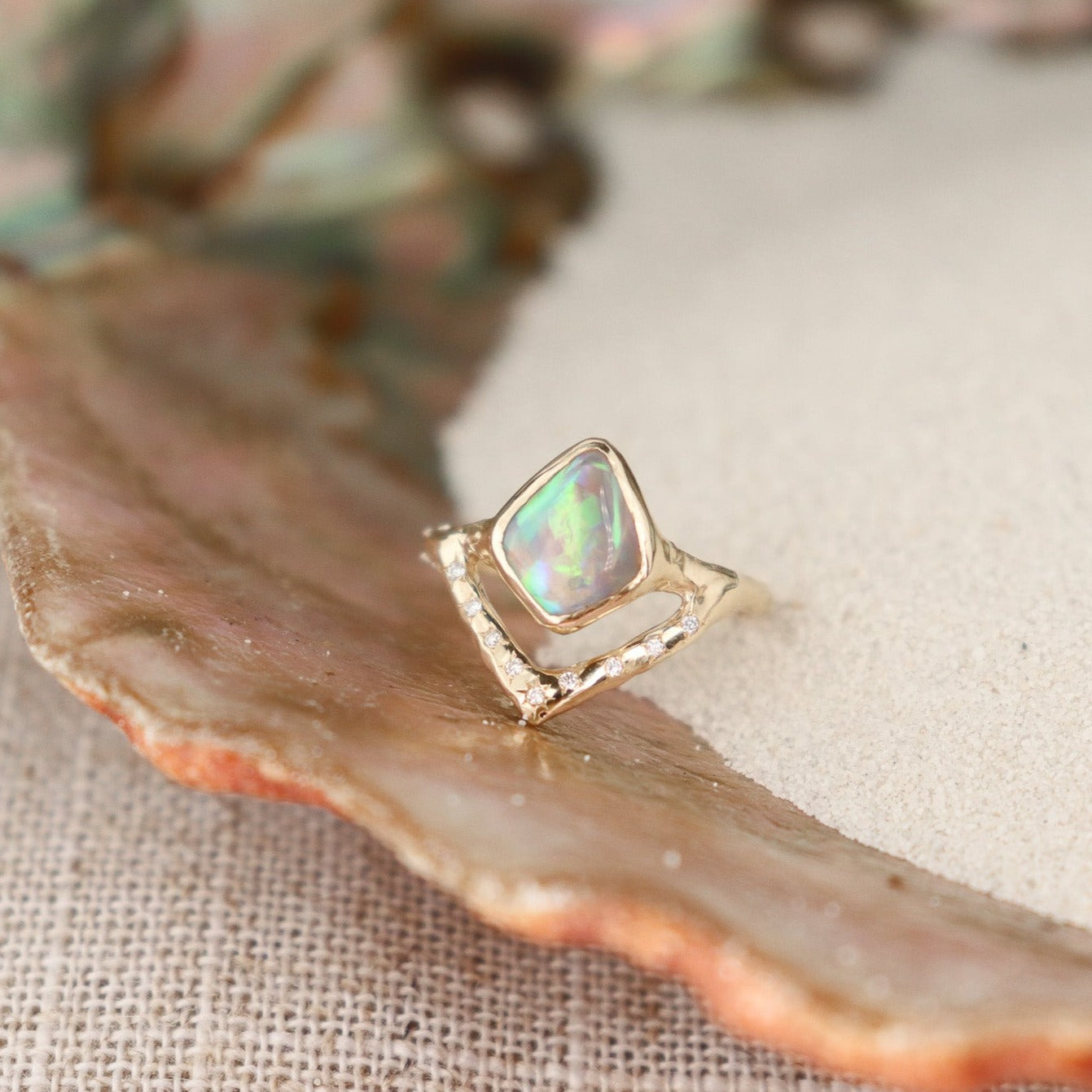 Keeper of Dreams Ring | Opal, Diamonds, 14k Gold