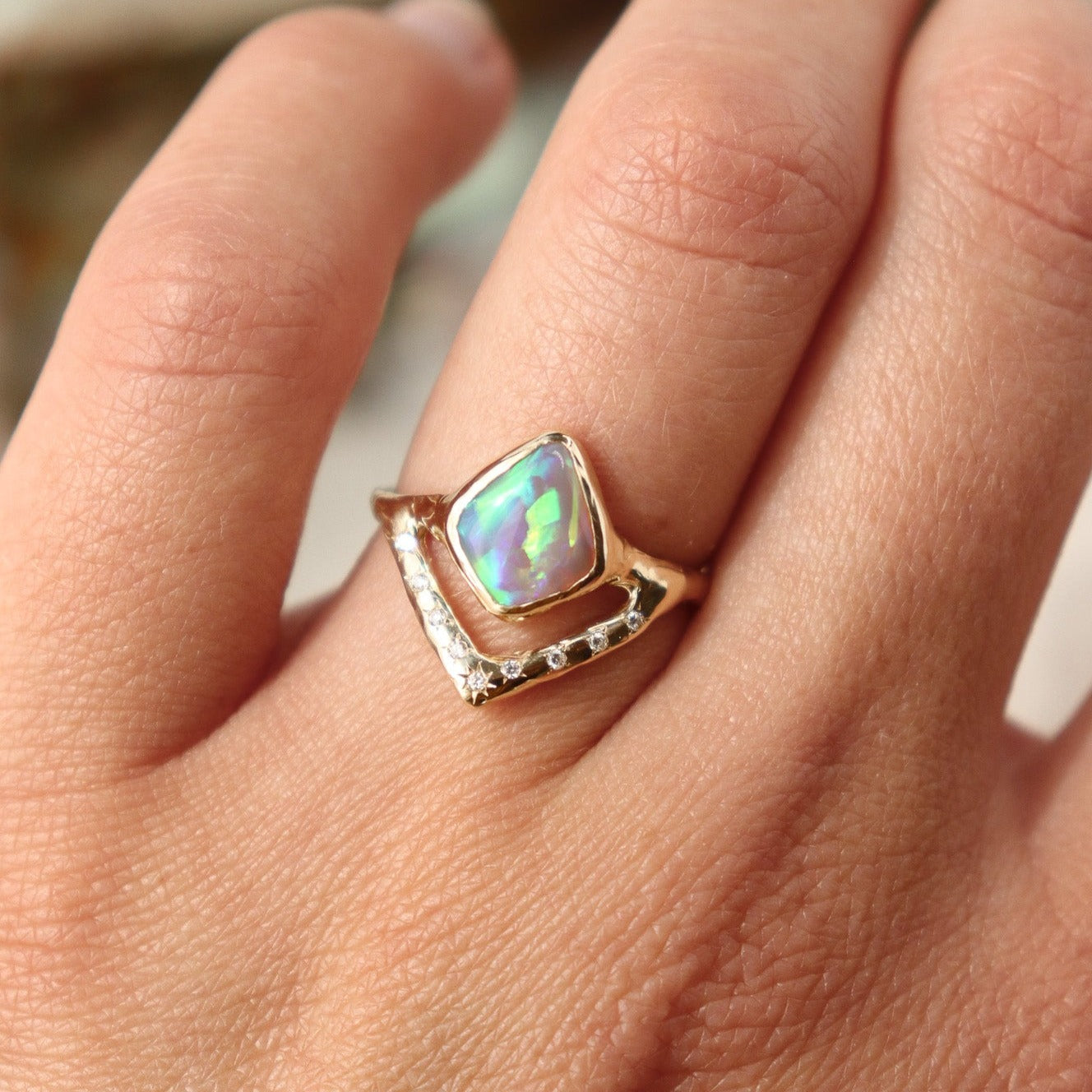Keeper of Dreams Ring | Opal, Diamonds, 14k Gold