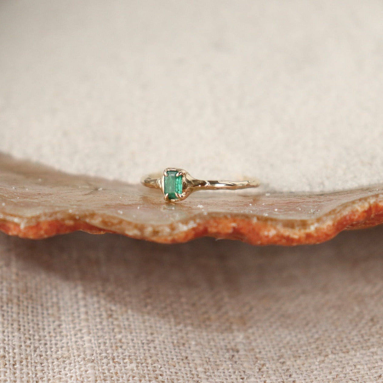 Mini Prong Emerald Ring | Emerald, 14k Gold