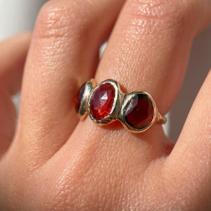 Garnet Trio Ring | 14k Gold