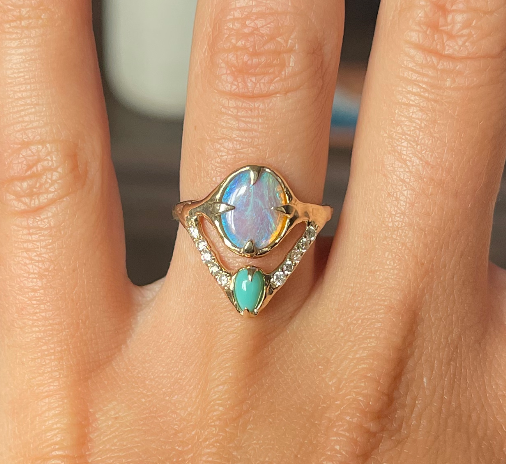 Opal, Turquoise, and Pave Diamonds